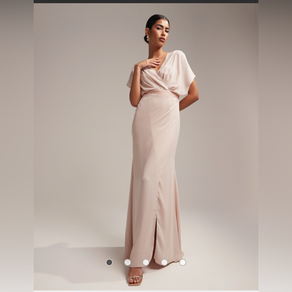 ASOS DESIGN Bridesmaid short sleeved cowl front maxi dress.